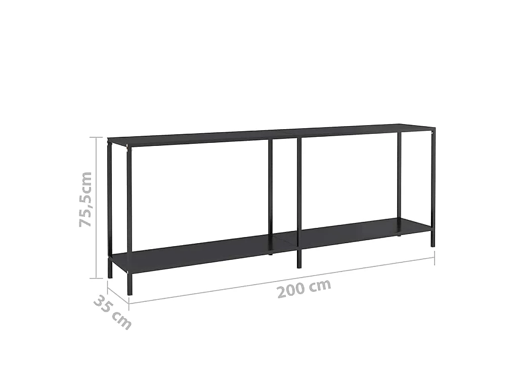 Table console Noir 220x35x75,5 cm Verre trempé