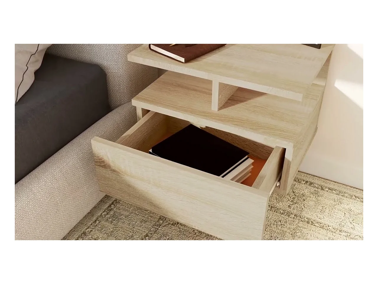 Nachtkastje zwevend 40x31x27cm bewerkt hout sonoma eikenkleurig