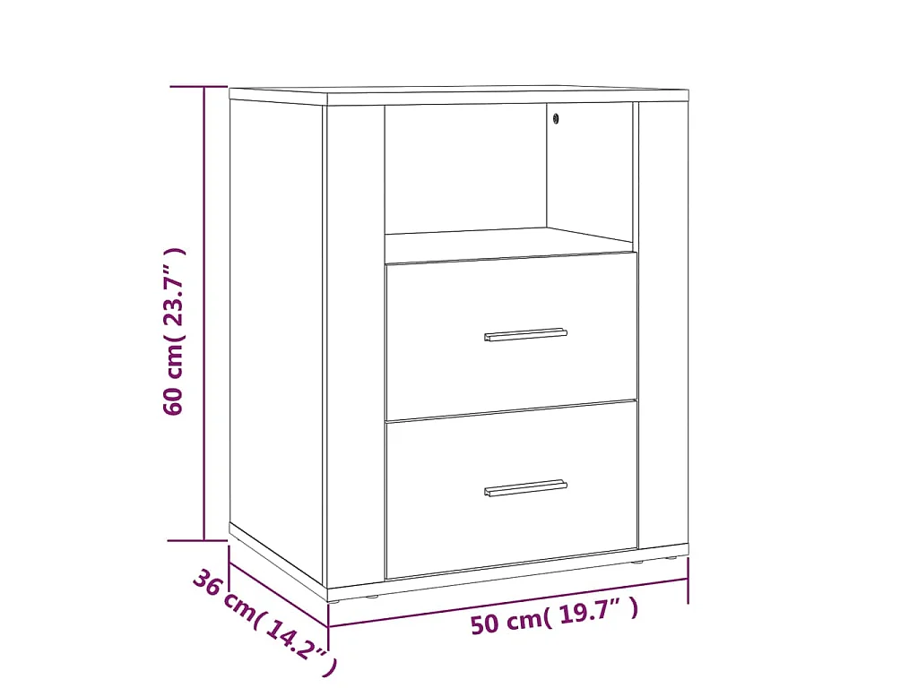 Table de chevet Sonoma gris 50x36x60 cm Bois d'ingénierie