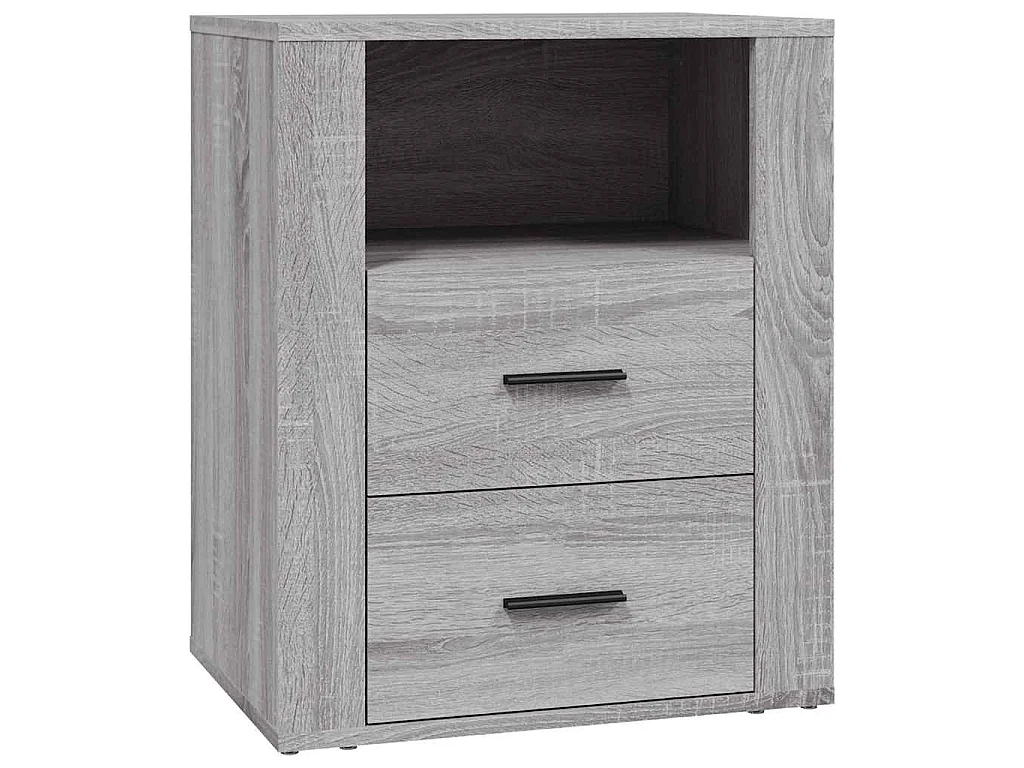 Nachtkastje 50x36x60 cm bewerkt hout grijs sonoma eikenkleurig