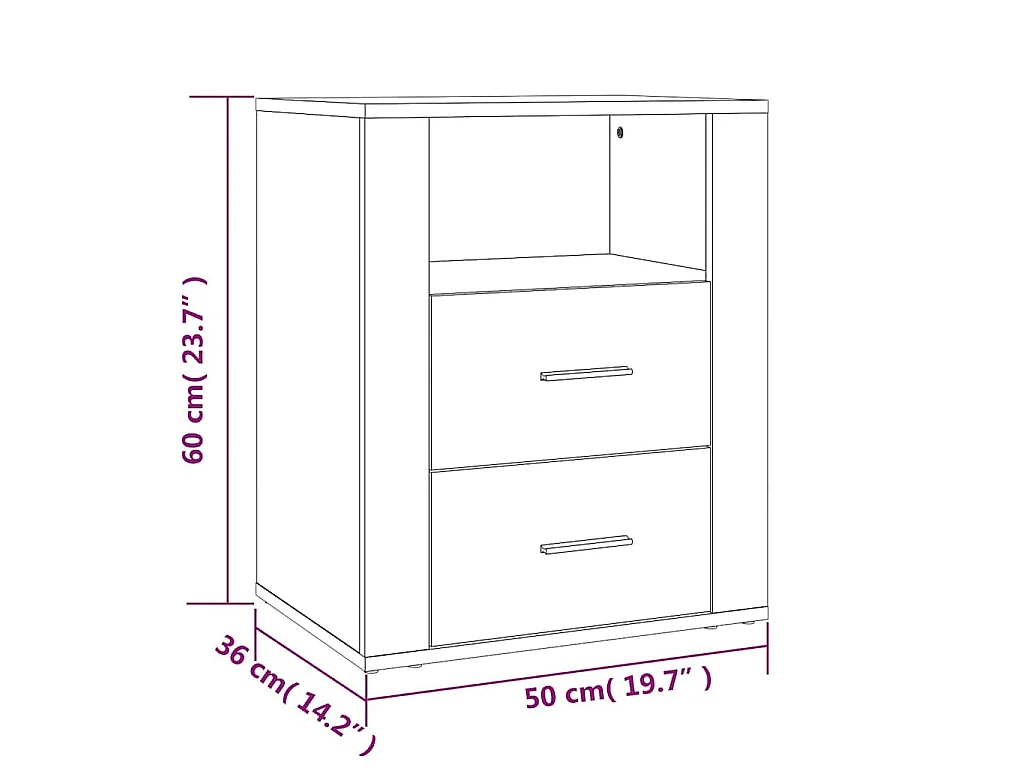 Nachtkastje 50x36x60 cm bewerkt hout grijs sonoma eikenkleurig