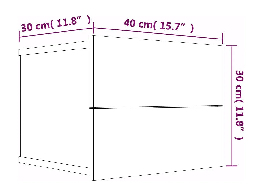 Tables de chevet 2pcs Chêne marron 40x30x30cm Bois d'ingénierie