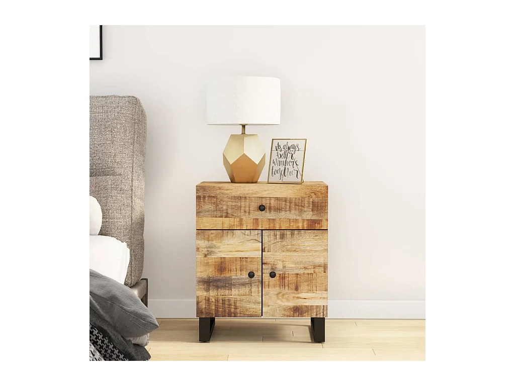 Nachtkastjes 50x33x60 cm massief mangohout en bewerkt hout