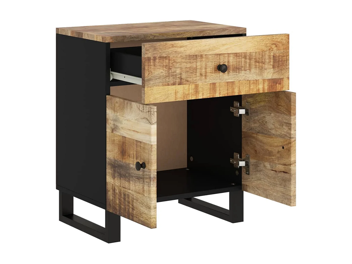 Nachttisch 50x33x60 cm Massivholz Mango & Holzwerkstoff