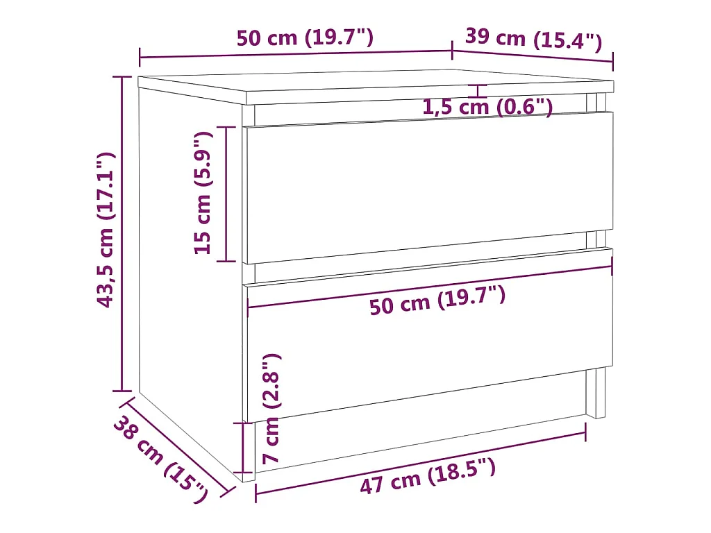 Nachttisch Grau Sonoma 50x39x43,5 cm Holzwerkstoff