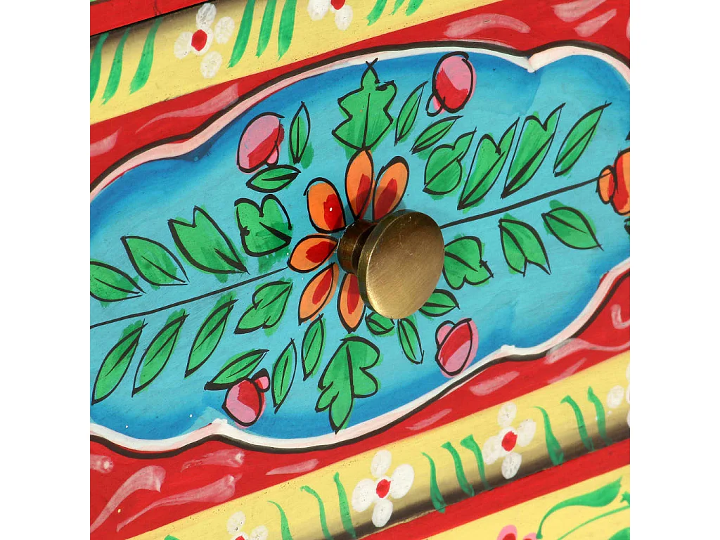 Handbemalter Nachttisch 40×30×50 cm Mango Massivholz