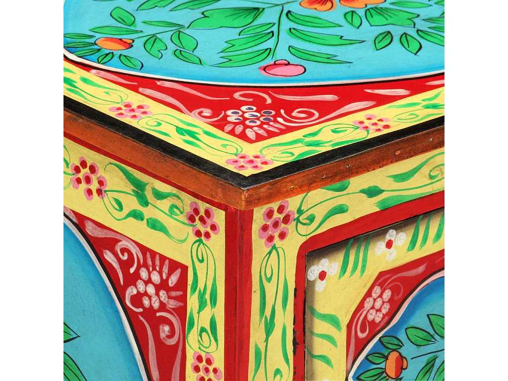 Handbemalter Nachttisch 40×30×50 cm Mango Massivholz