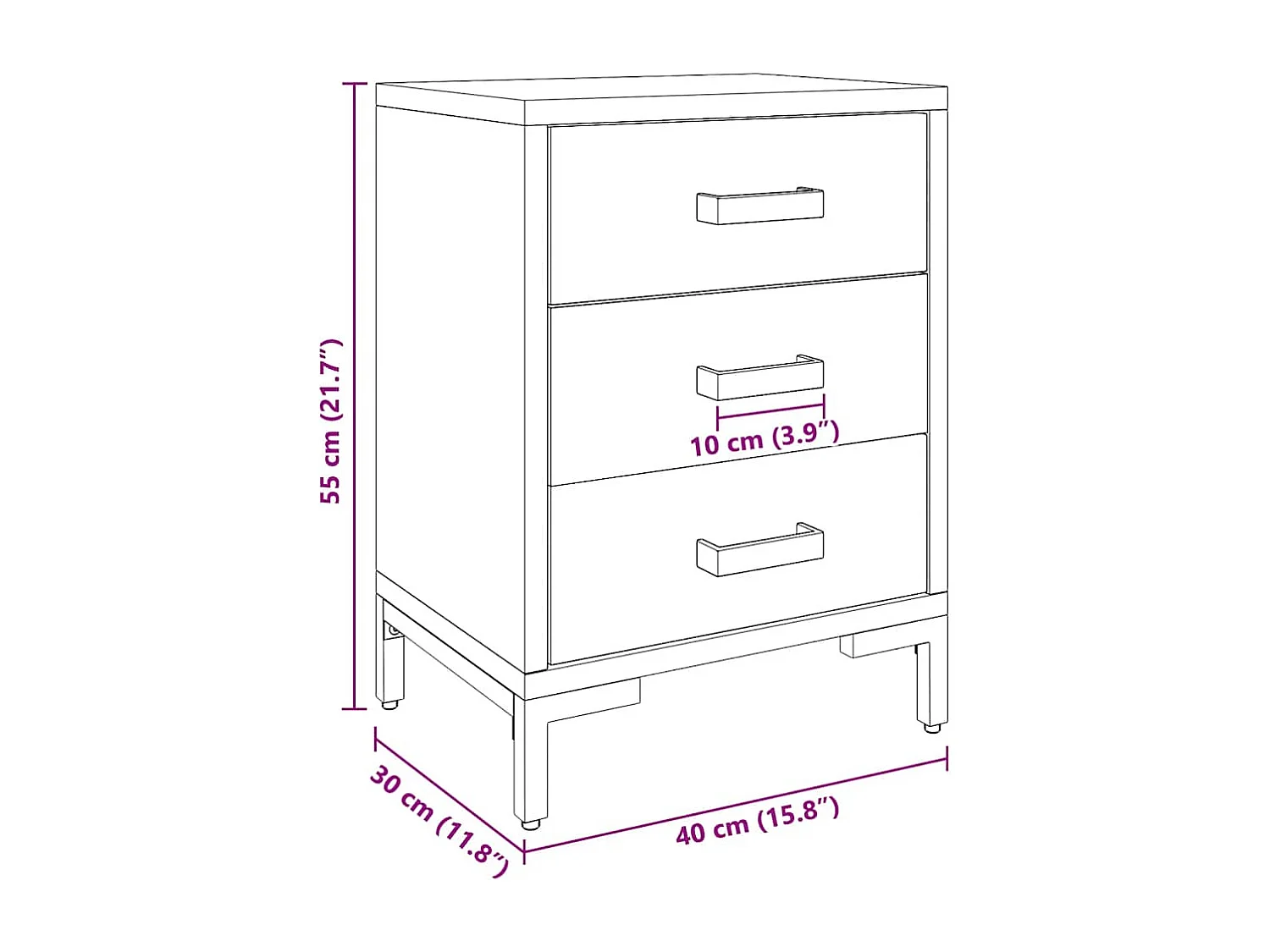 Tables de chevet 2 pcs 40x30x55 cm Bois de pin massif
