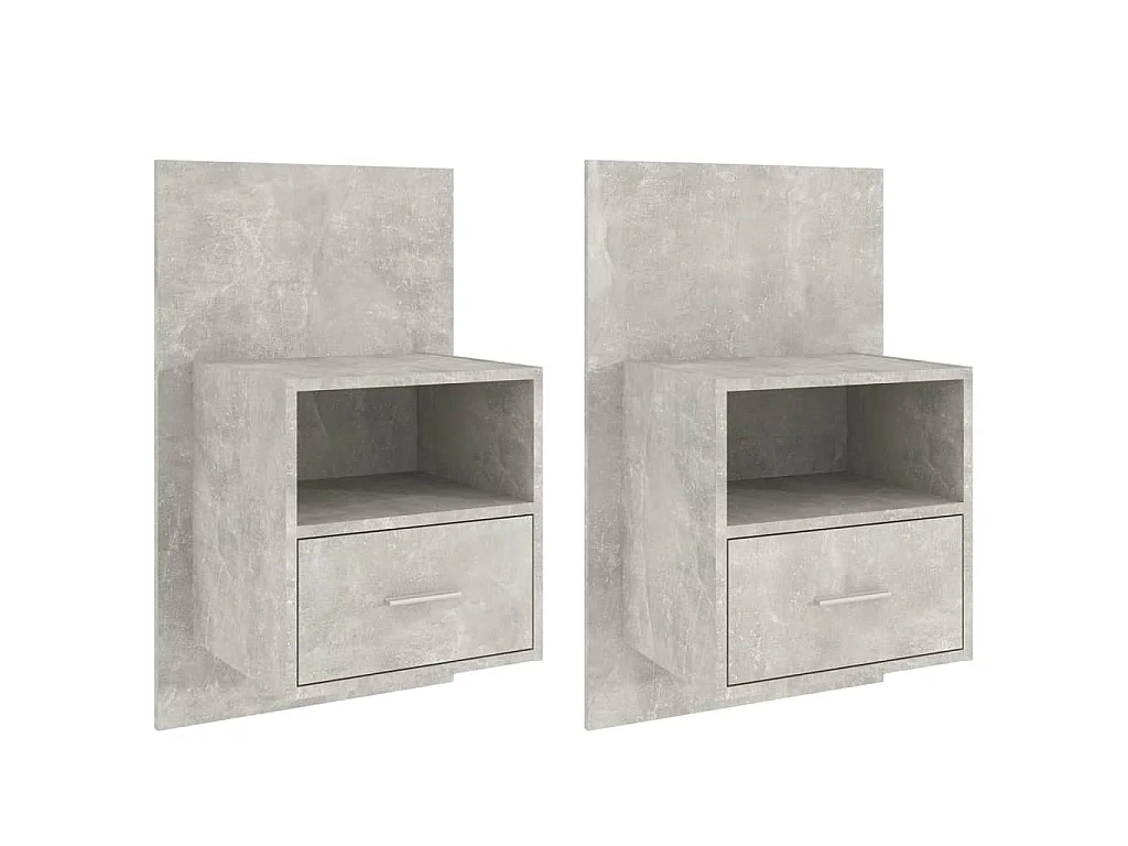 Comodini a Muro 2 pz Grigio Cemento