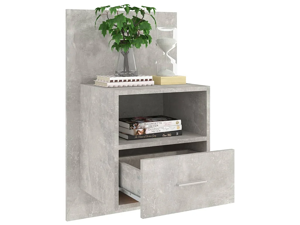 Comodini a Muro 2 pz Grigio Cemento