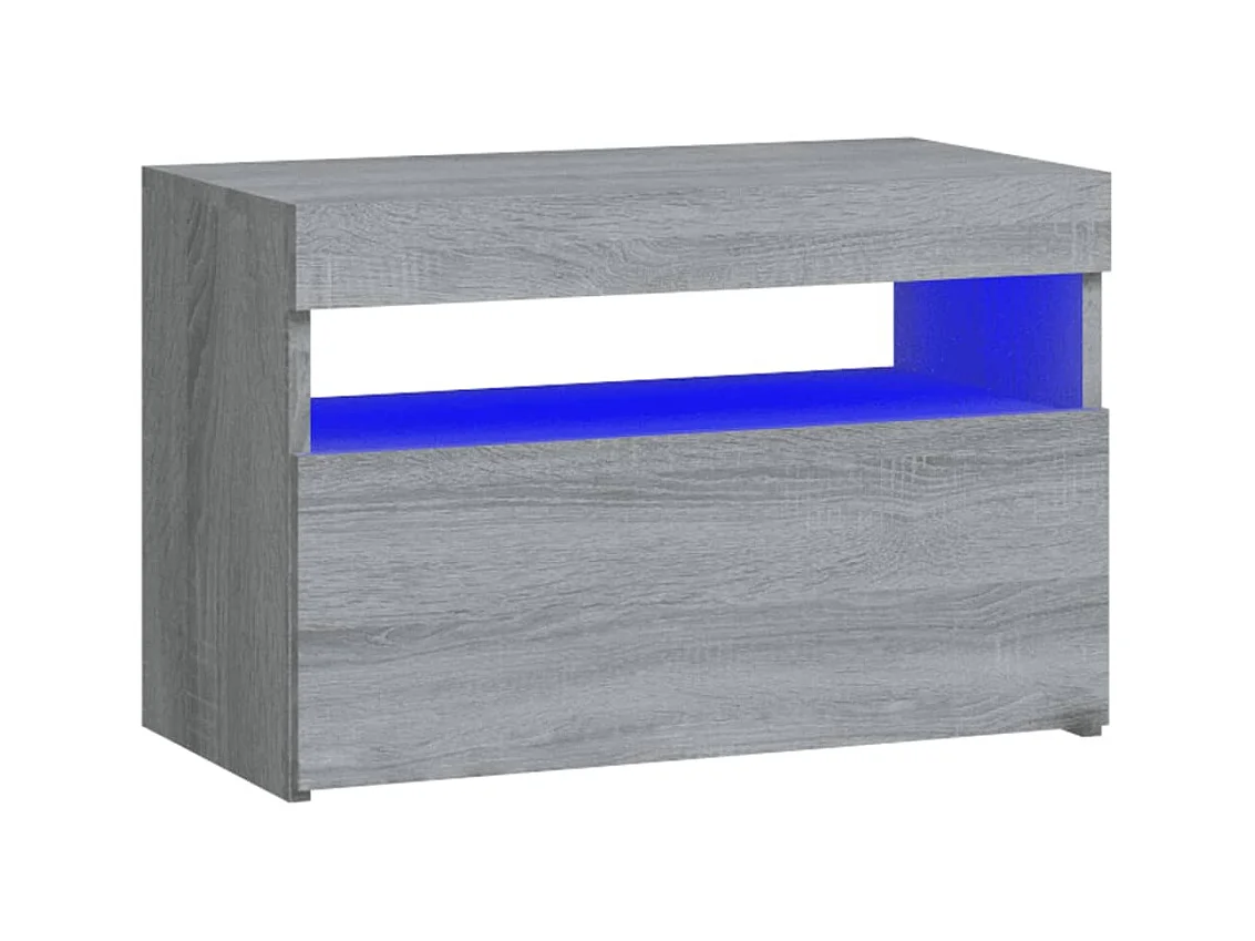 Table de chevet avec lumières LED Sonoma gris 60x35x40 cm