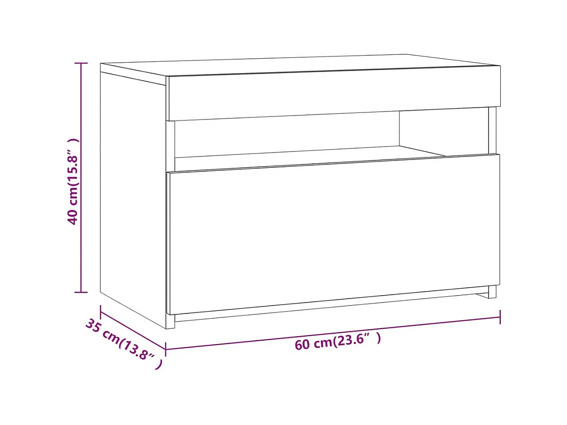 Table de chevet avec lumières LED Sonoma gris 60x35x40 cm