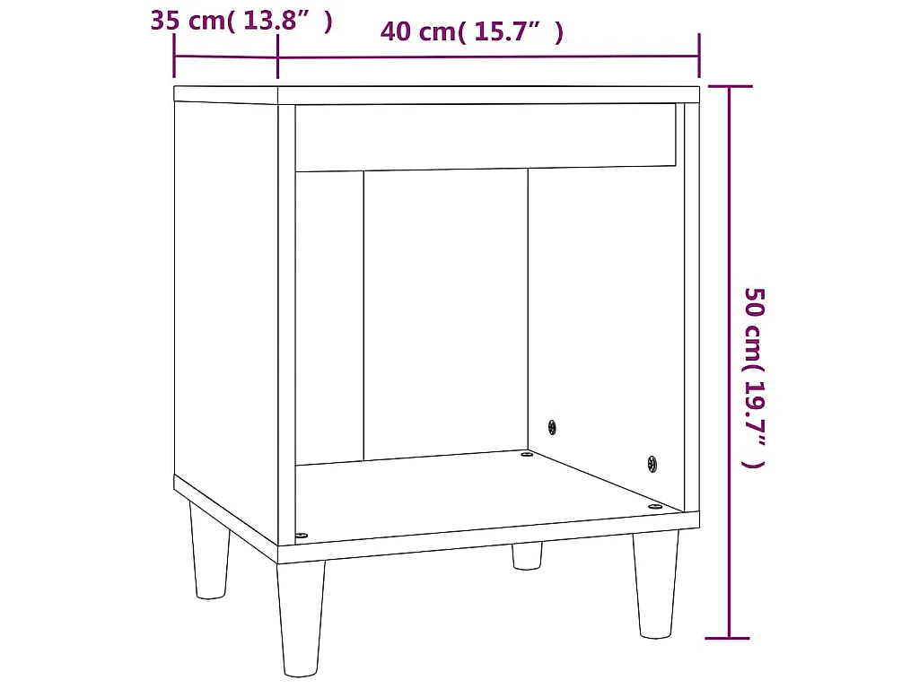 Table de chevet Chêne fumé 40x35x50 cm