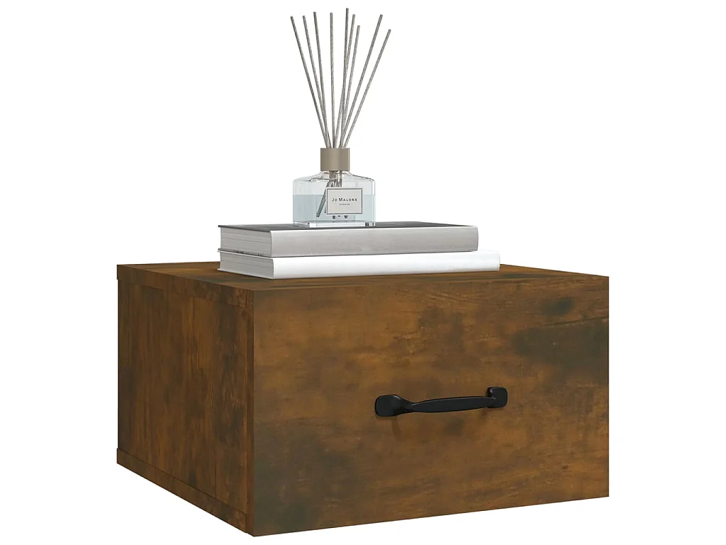 Table de chevet murale Chêne fumé 35x35x20 cm