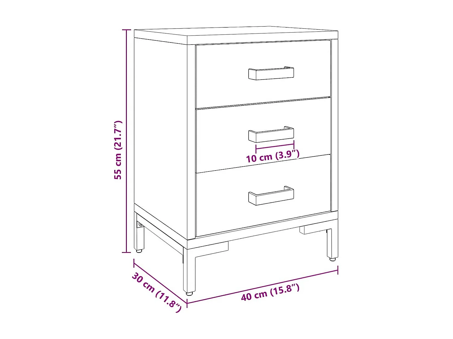 Table de chevet Marron 40x30x55 cm Bois de pin massif