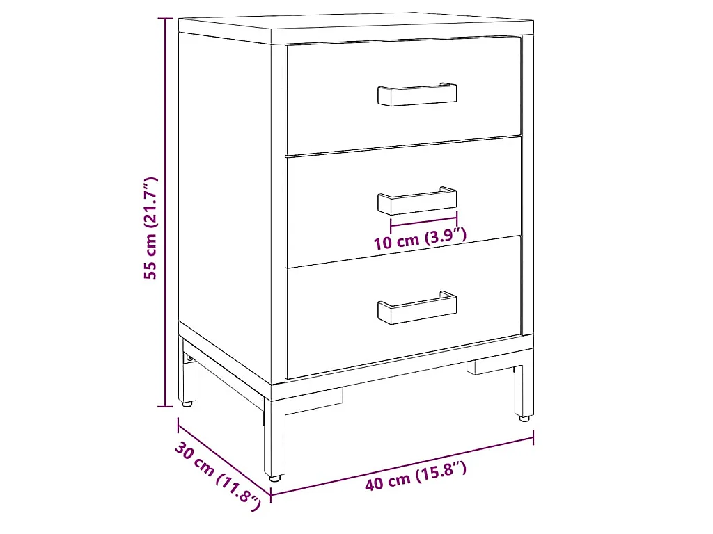 Table de chevet Marron 40x30x55 cm Bois de pin massif
