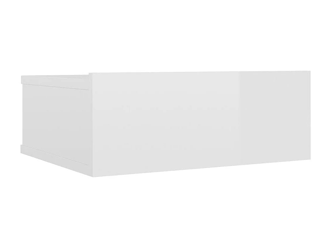 Table de chevet flottante Blanc brillant Bois d'ingénierie