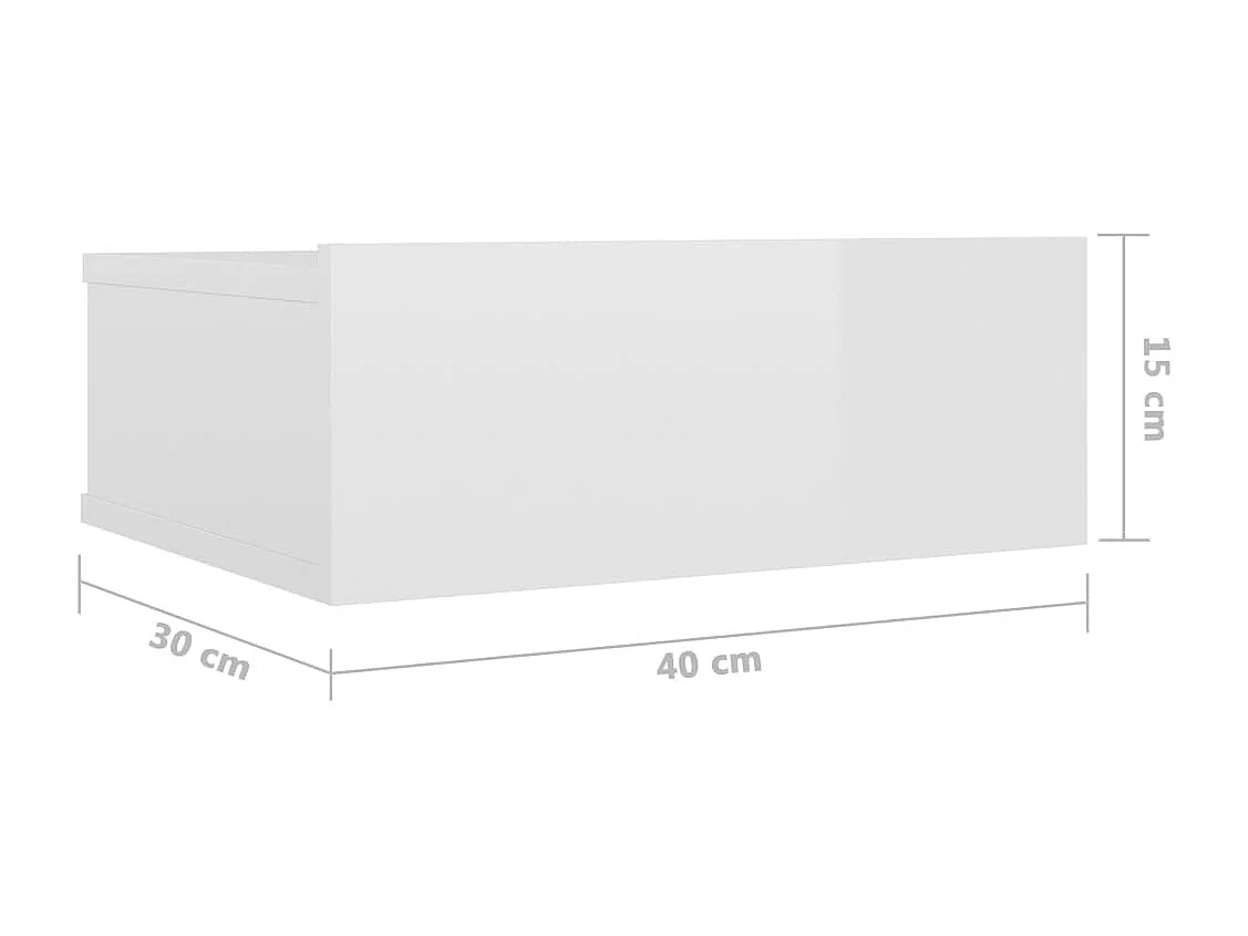 Table de chevet flottante Blanc brillant Bois d'ingénierie
