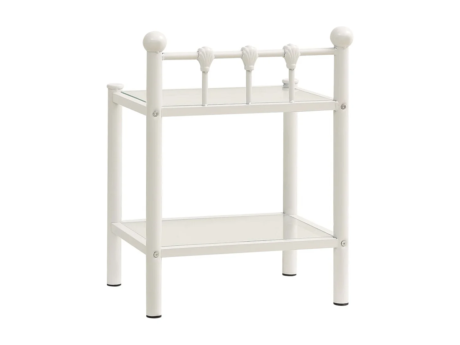 Mesas de cabeceira 2 pcs metal branco e vidro transparente