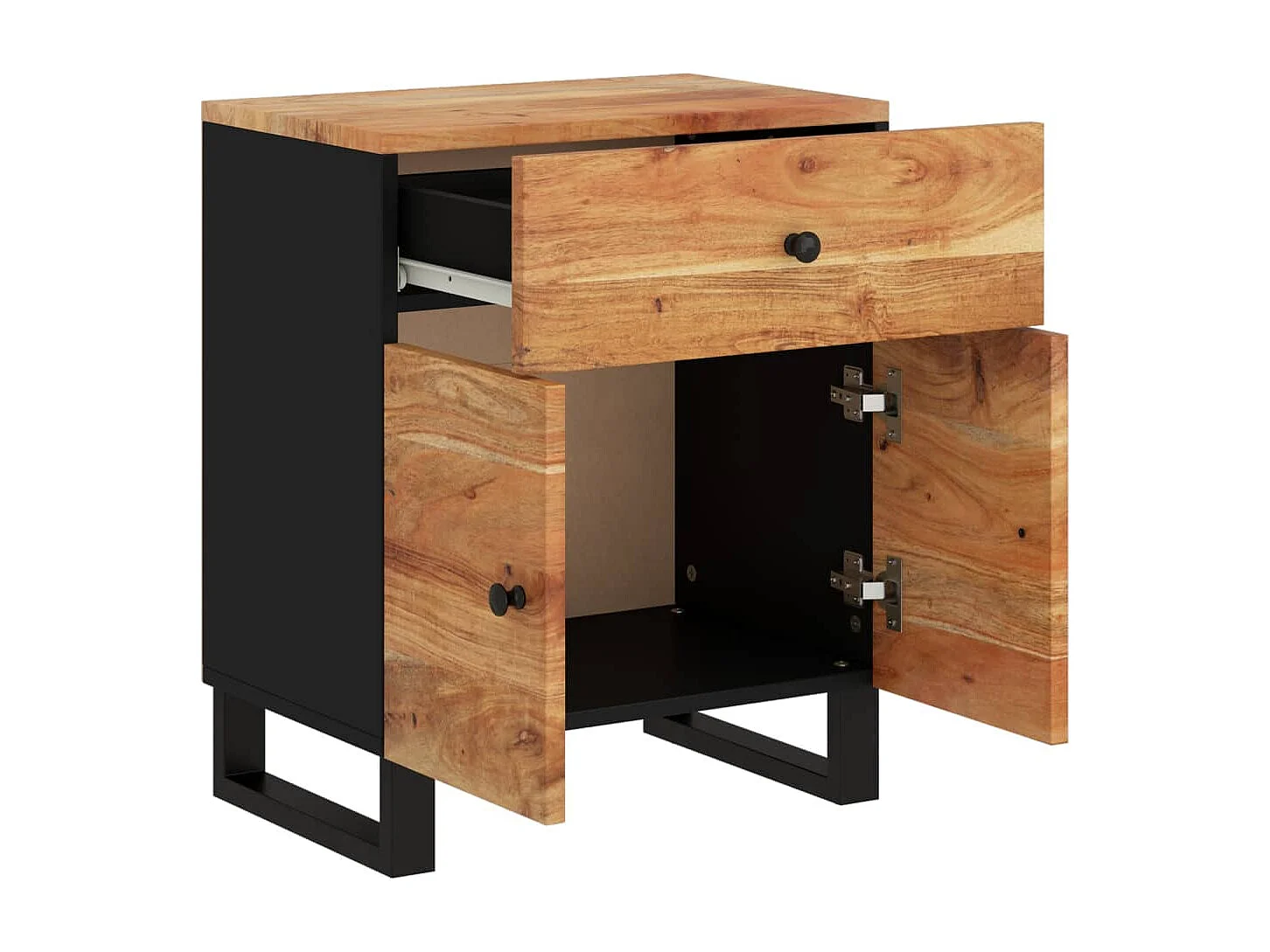 Nachttisch 50x33x60 cm Massivholz Akazie & Holzwerkstoff