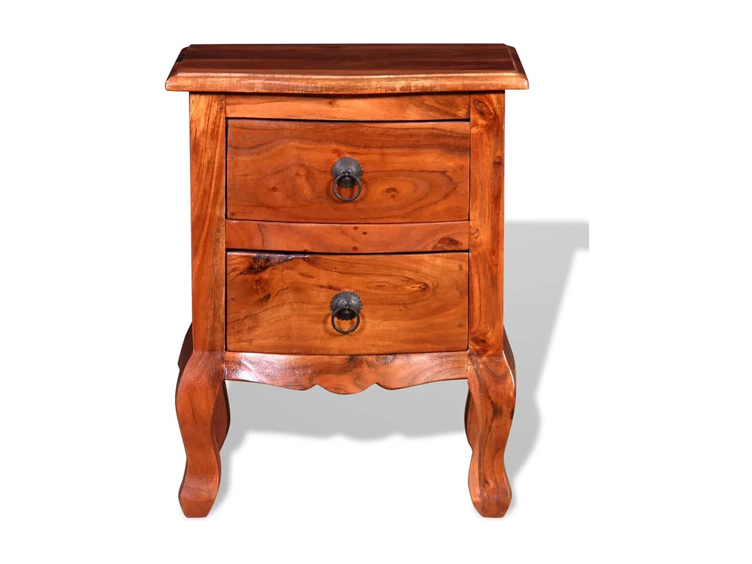 Comodini con Cassetti 2 pz in Legno Massello di Acacia