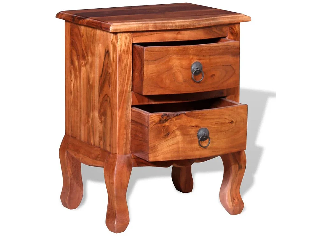 Comodini con Cassetti 2 pz in Legno Massello di Acacia