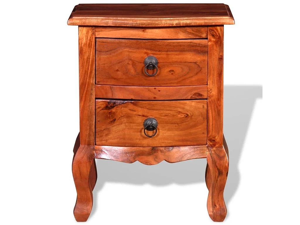 Comodini con Cassetti 2 pz in Legno Massello di Acacia