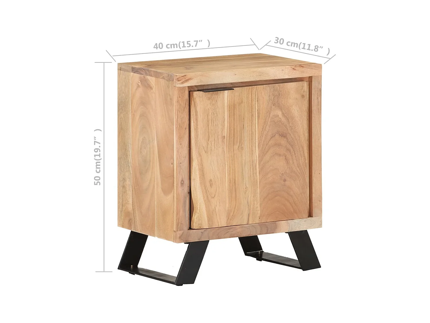 Table de chevet 40x30x50 cm Bois d'acacia avec bord naturel