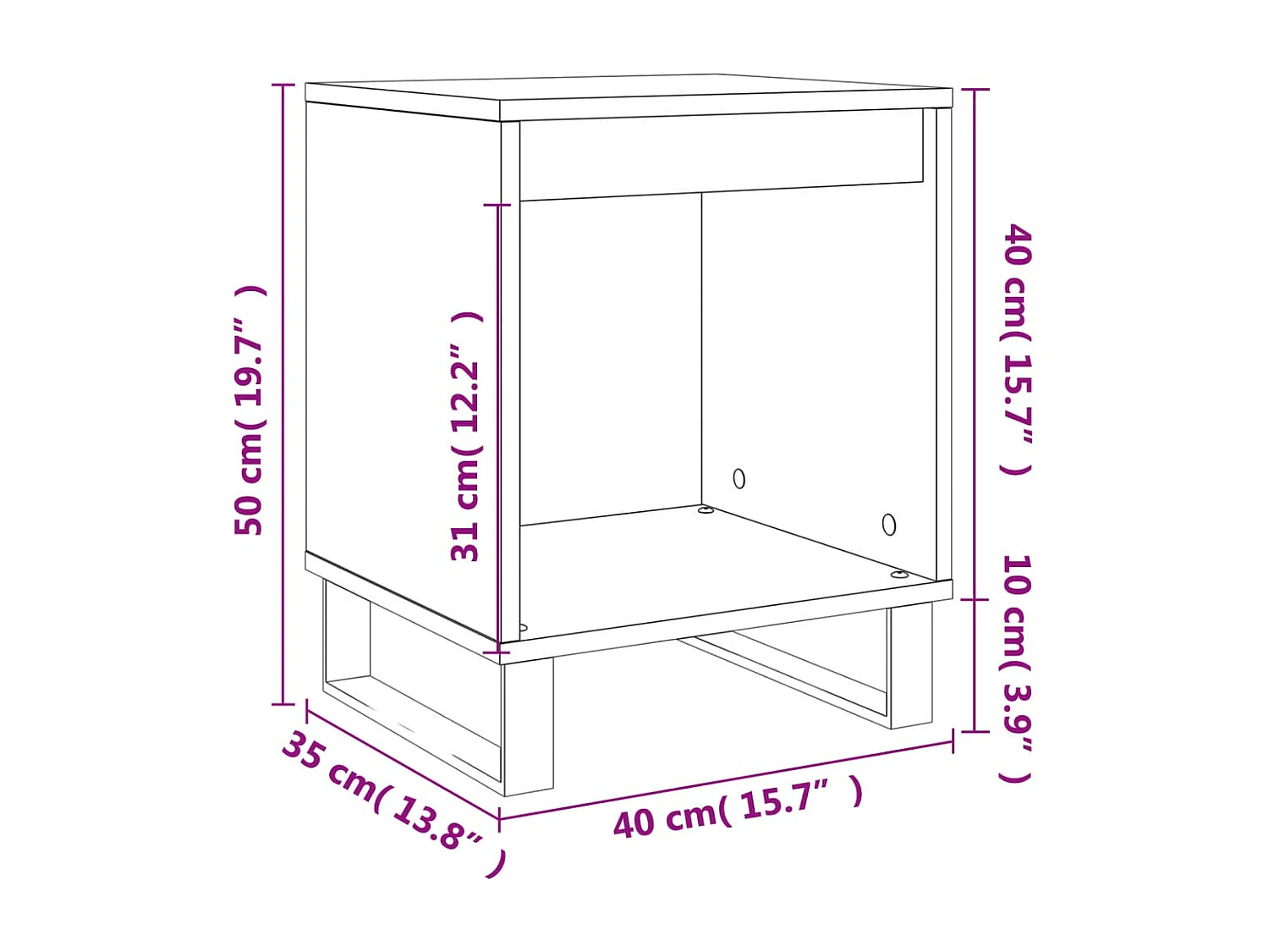 Mesita de noche madera de ingeniería roble ahumado 40x35x50 cm