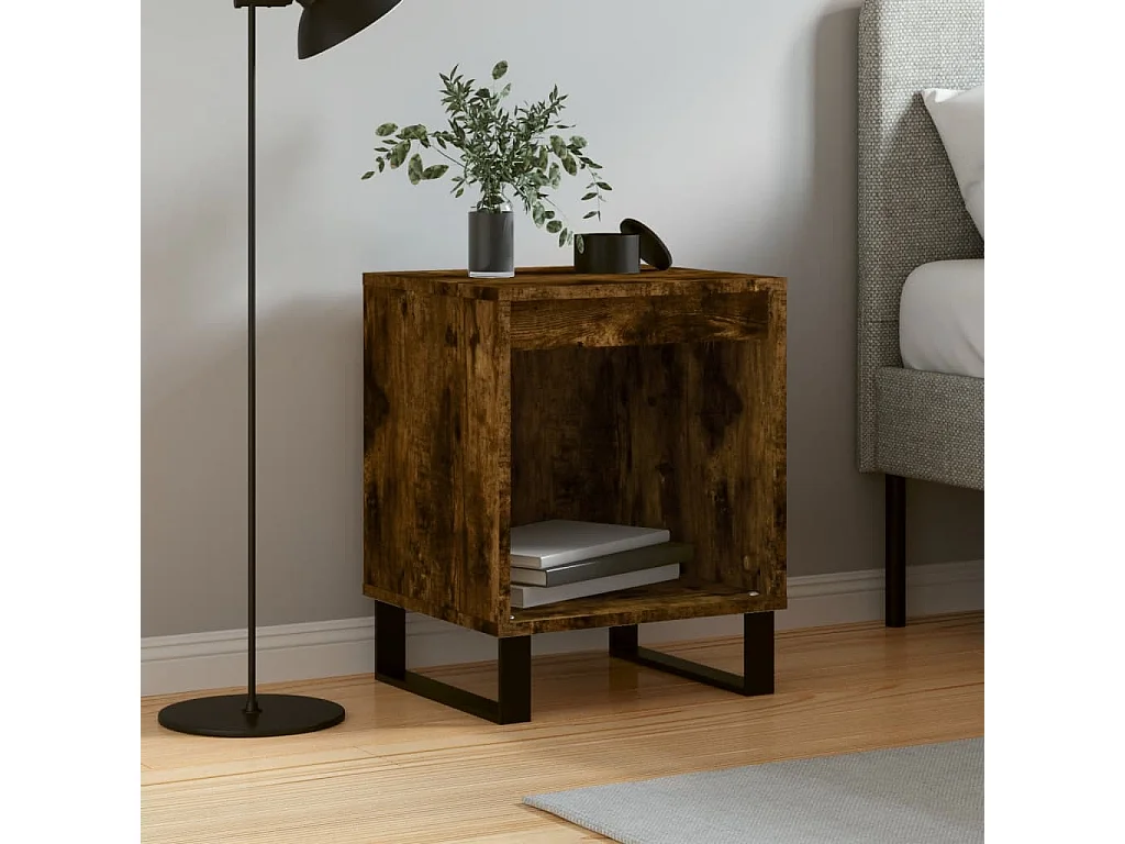 Table de chevet chêne fumé 40x35x50 cm bois d’ingénierie