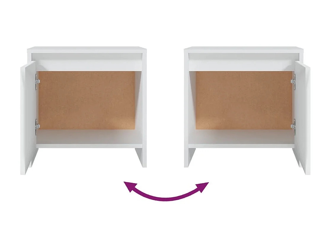 Tables de chevet 2 pcs blanc 45x34x44,5 cm bois d'ingénierie