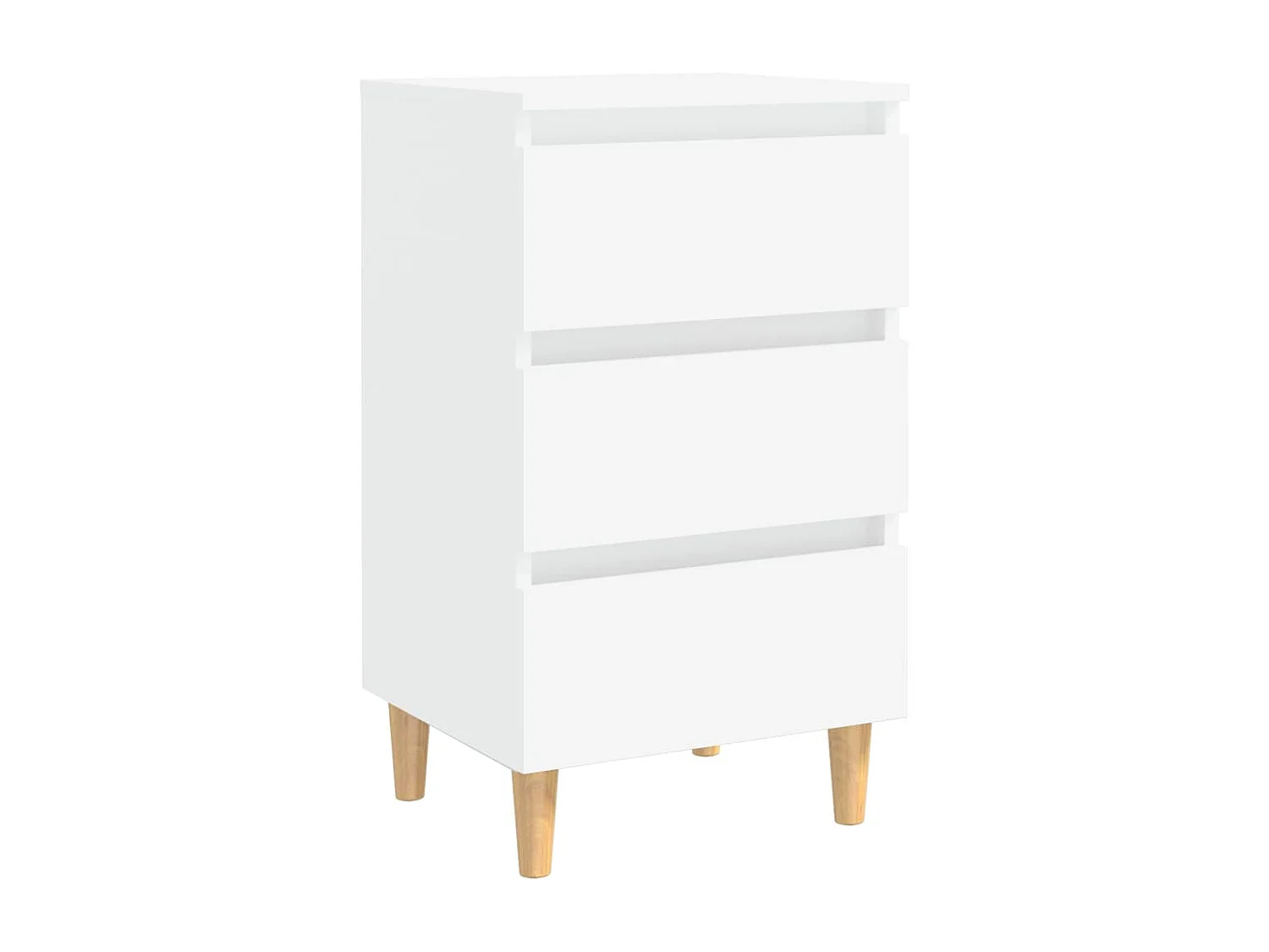 Table de chevet avec pieds en bois solide Blanc 40x35x69 cm