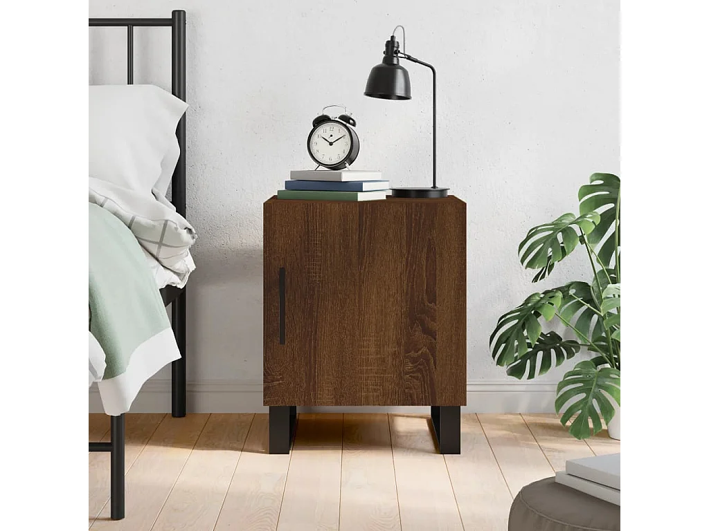 Table de chevet chêne marron 40x40x50 cm bois d’ingénierie