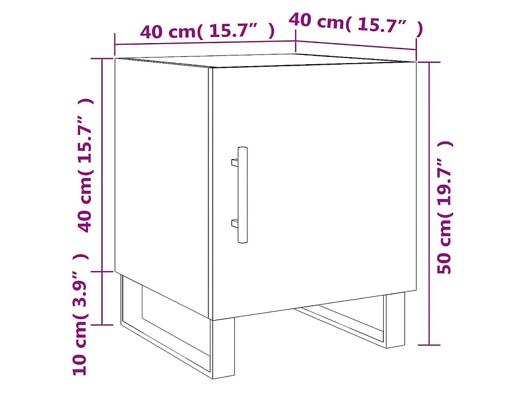 Table de chevet chêne marron 40x40x50 cm bois d’ingénierie