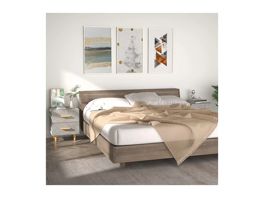 Nachttische 2 Stk. Betongrau 40x35x47,5 cm