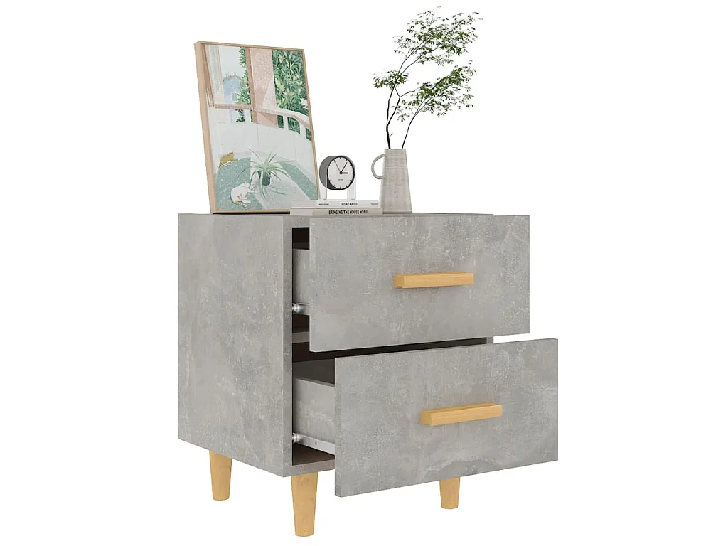 Nachtkastjes 2 st 40x35x47,5 cm betongrijs