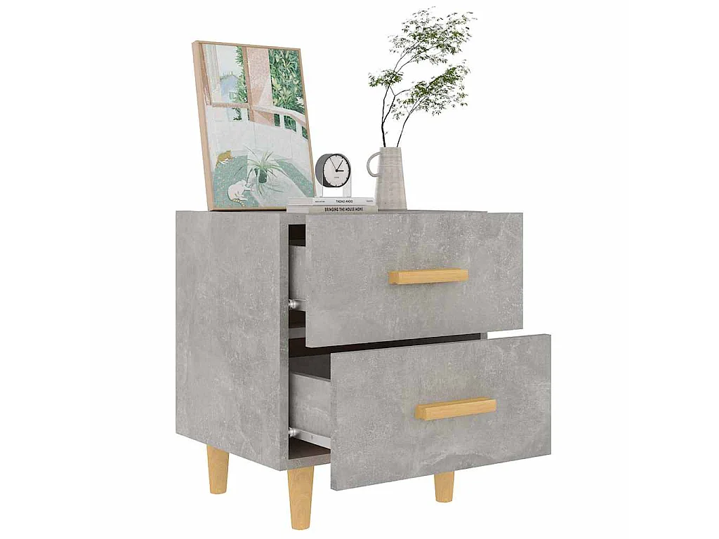 Nachttische 2 Stk. Betongrau 40x35x47,5 cm