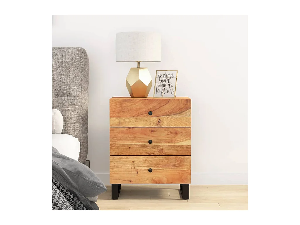 Nachtkastje 50x33x62 cm massief acaciahout en bewerkt hout