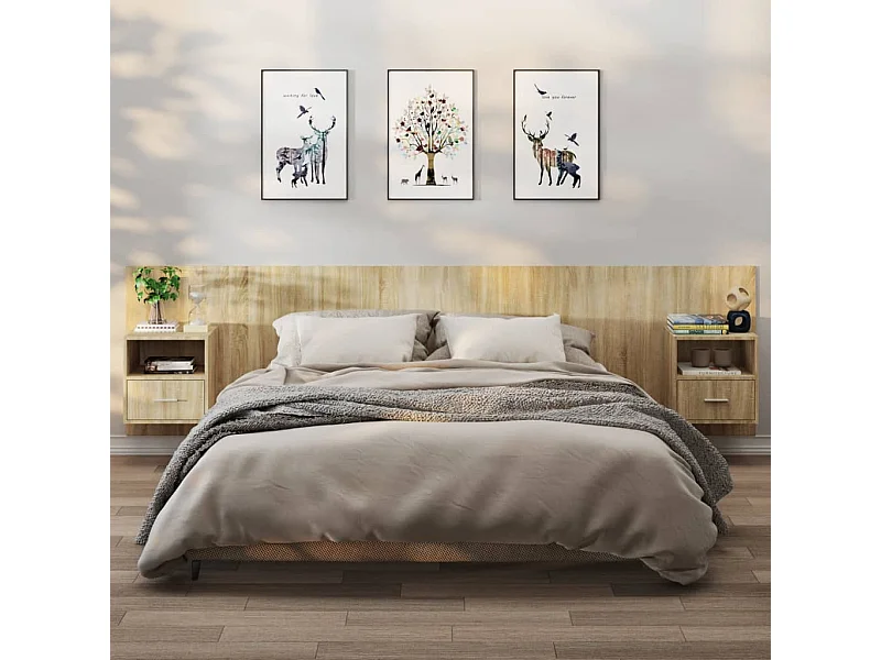 Comodini a Muro 2 pz Rovere Sonoma