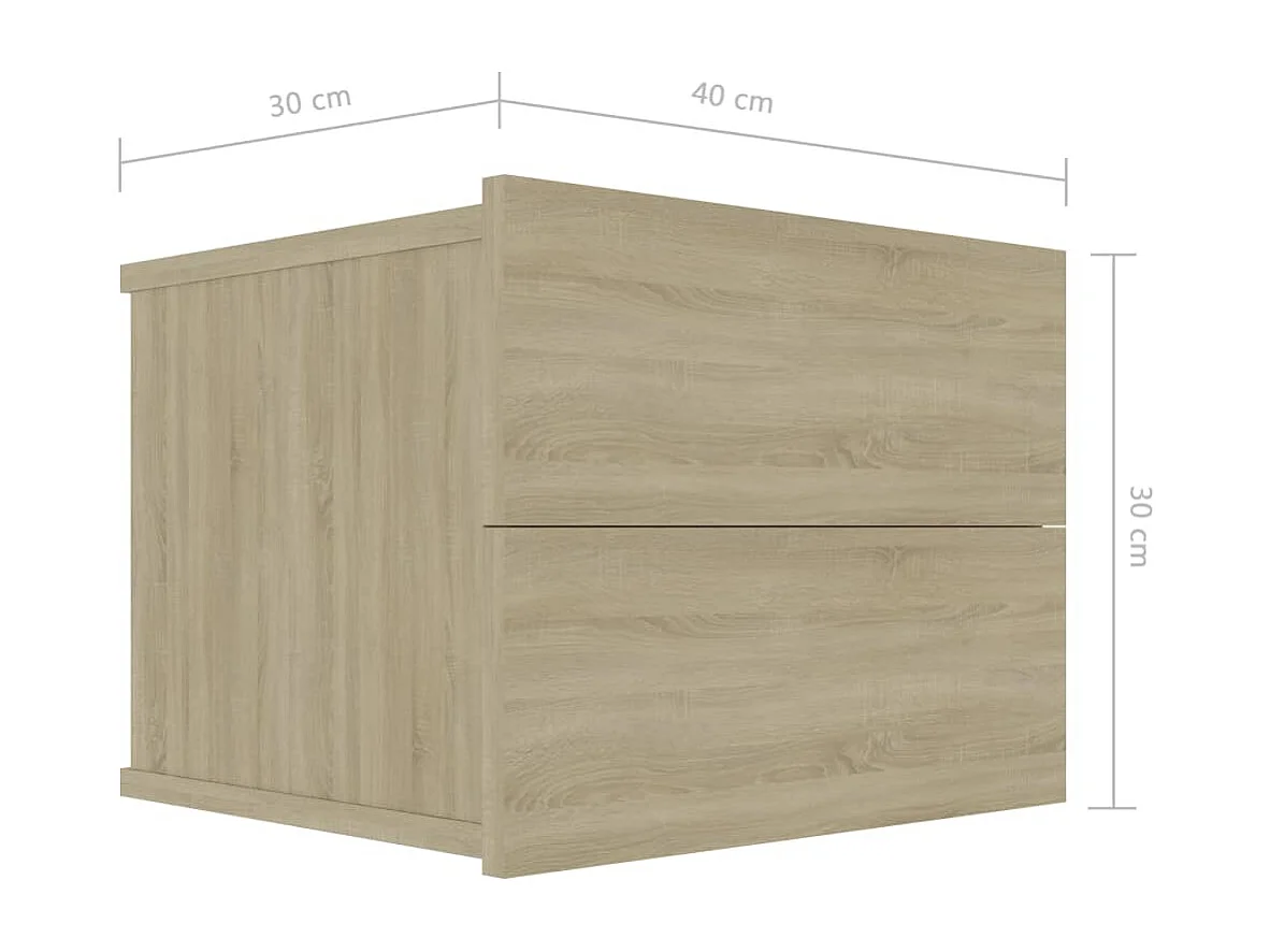Mesitas de noche 2 uds contrachapada color roble 40x30x30 cm