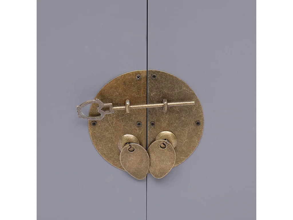 Comodino Grigio 38x28x52 cm in Legno di Paulownia