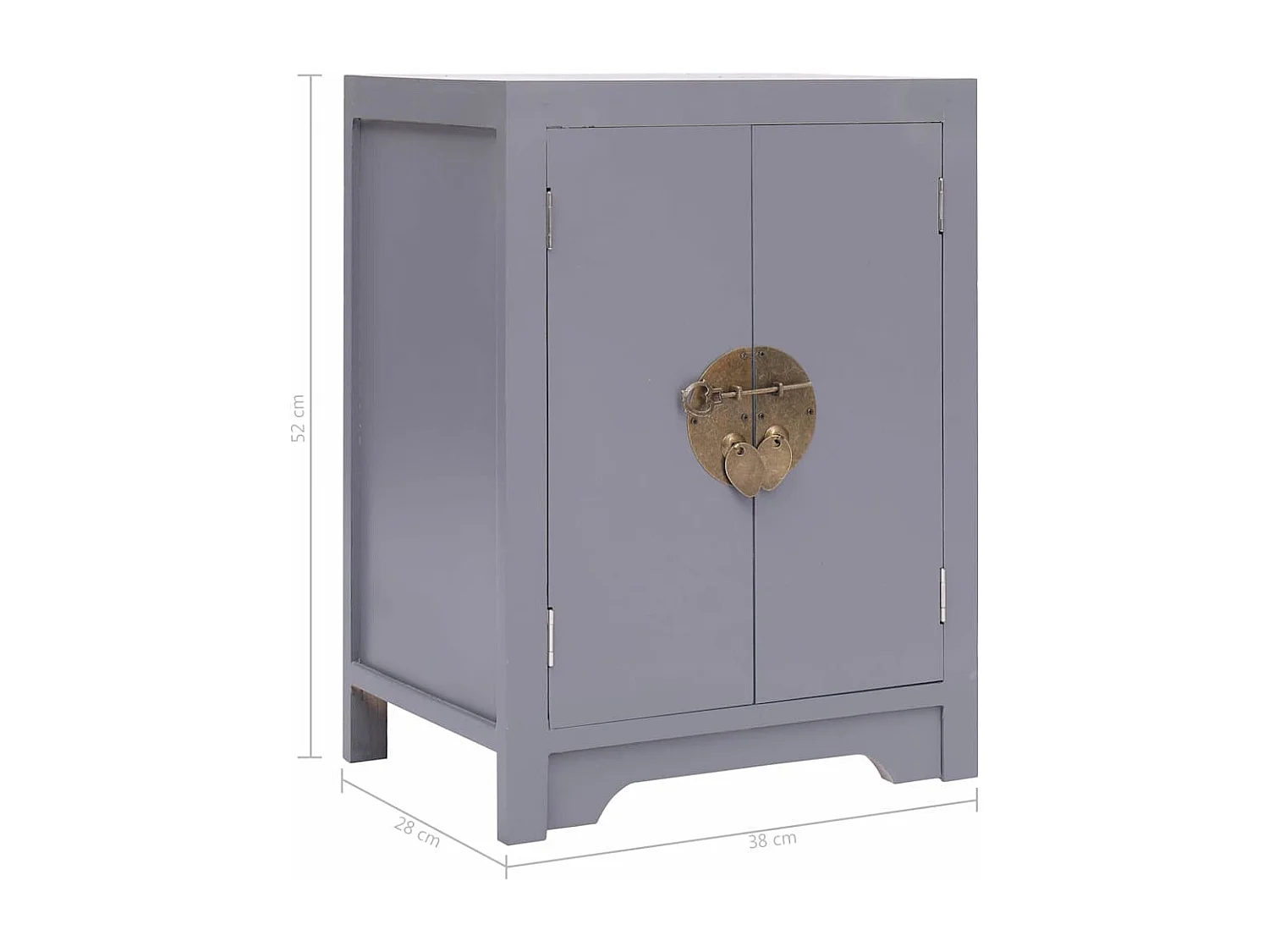 Table de chevet Gris 38x28x52 cm Bois de Paulownia