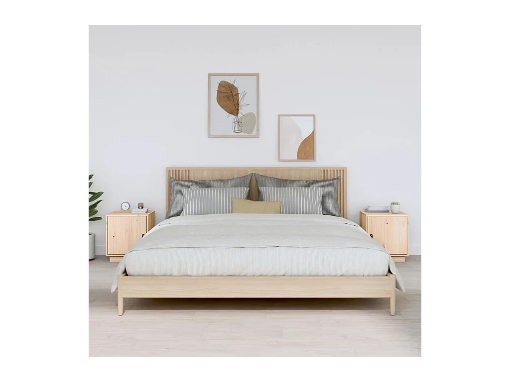 Nachttische 2 Stk. 40x34x45 cm Massivholz Kiefer