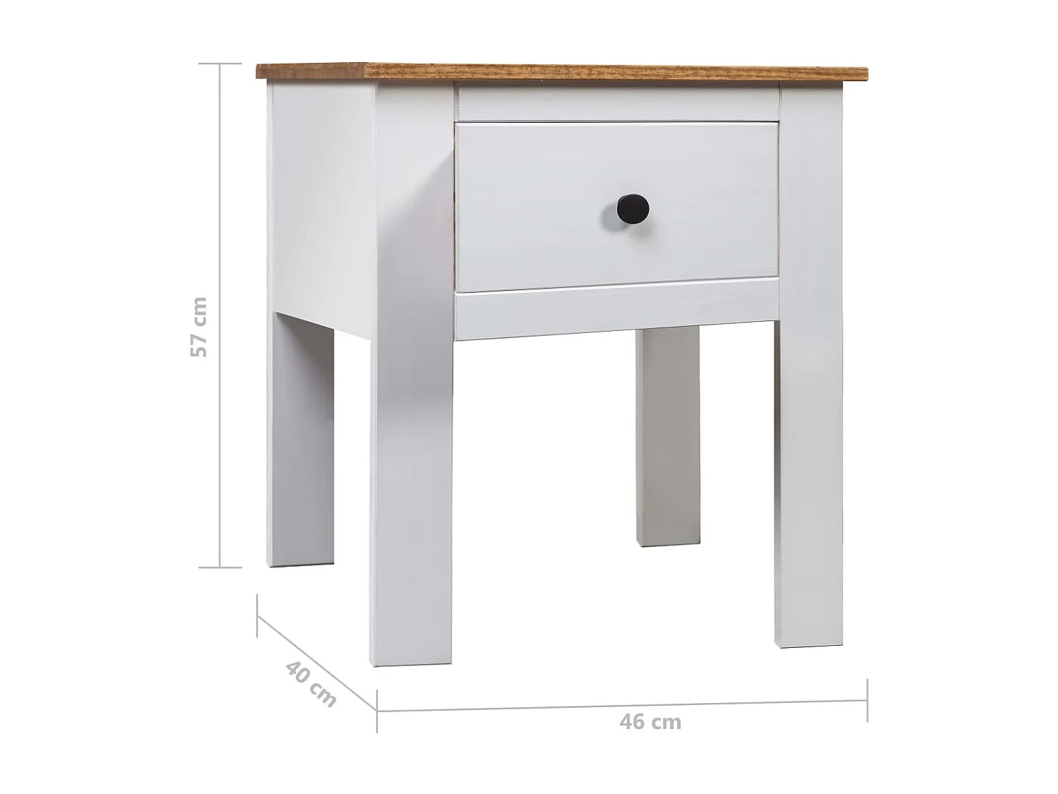 Table de chevet Blanc 46x40x57 cm Pin Gamme Panama