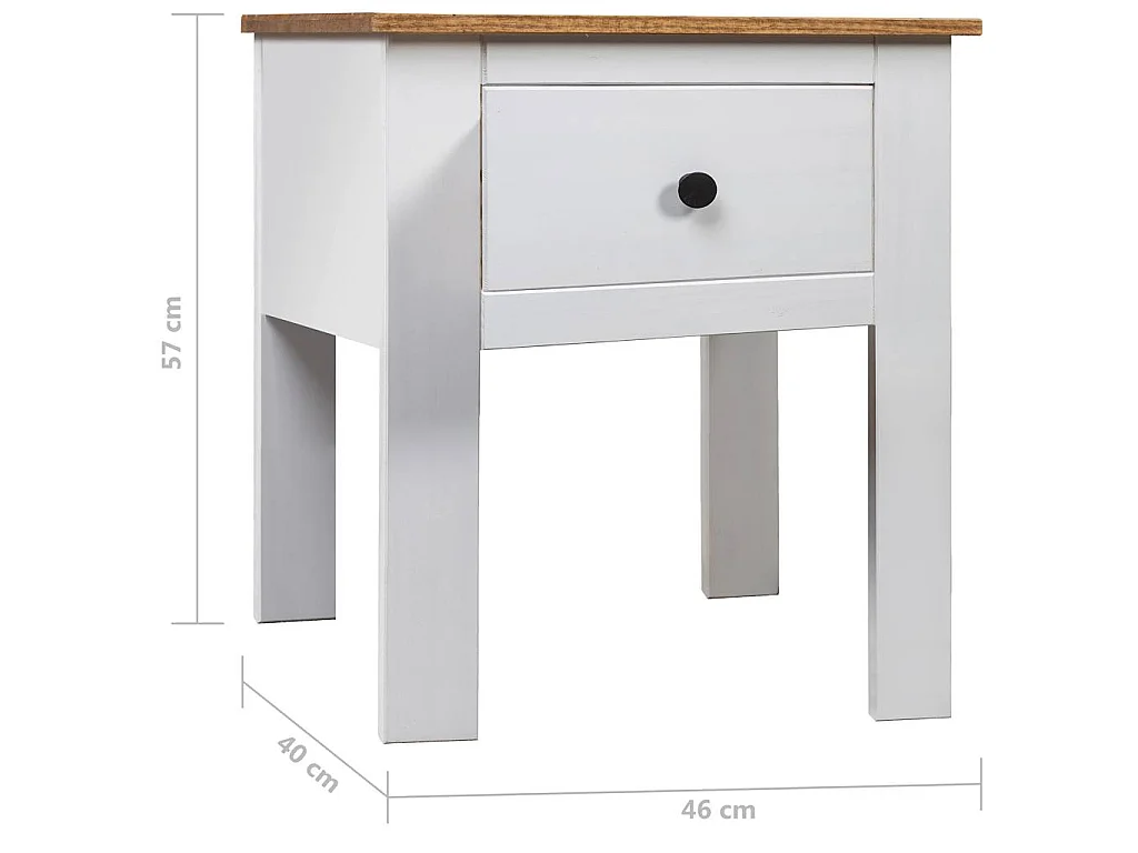Table de chevet Blanc 46x40x57 cm Pin Gamme Panama