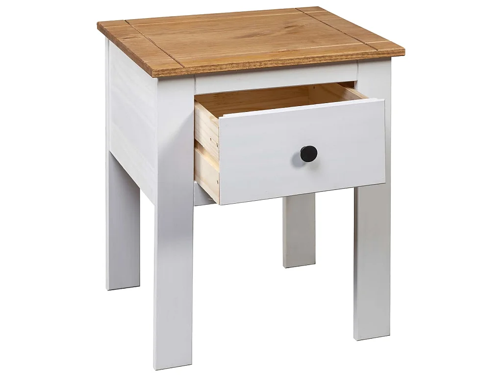 Table de chevet Blanc 46x40x57 cm Pin Gamme Panama