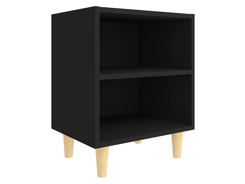 Table de chevet avec pieds en bois massif Noir 40x30x50 cm