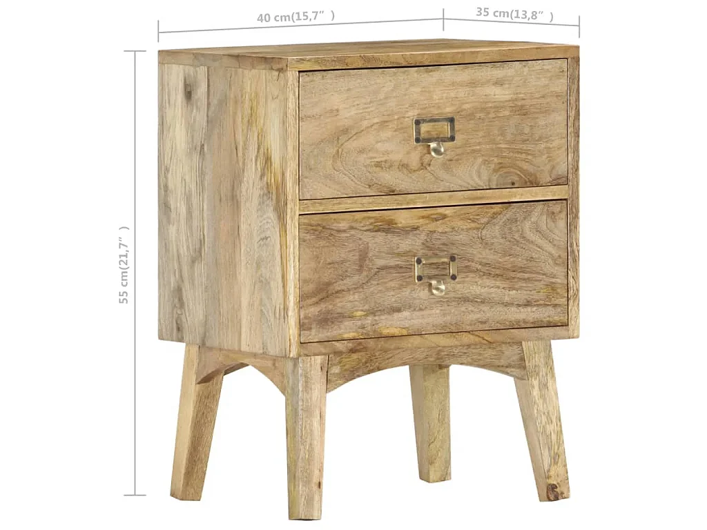 Table de chevet 40x35x55 cm Bois de manguier solide