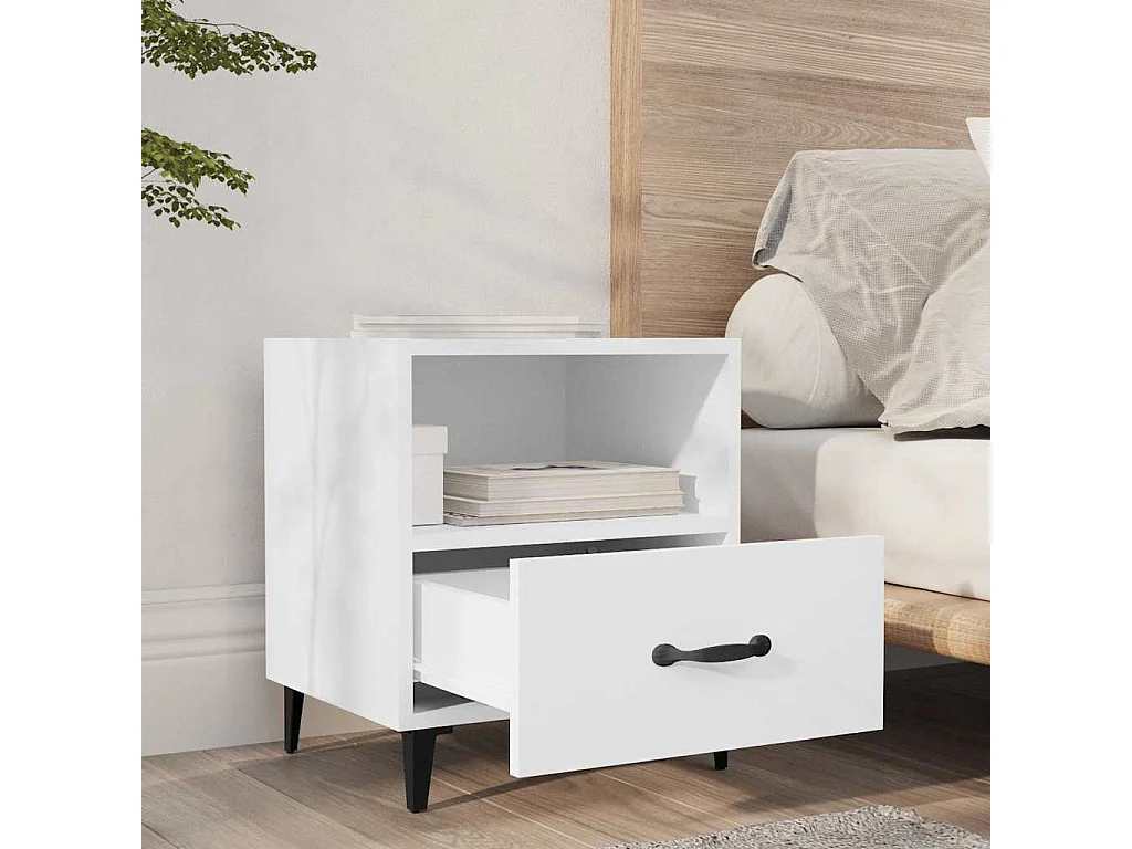 Comodino Bianco in Legno Multistrato