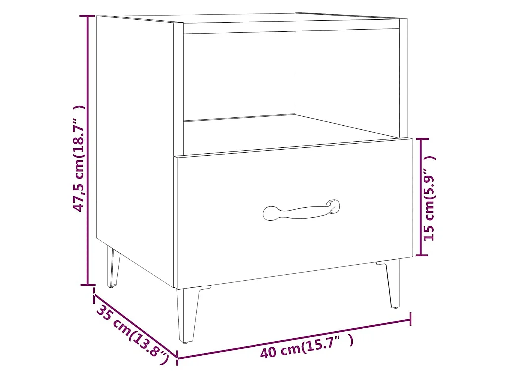 Comodino Bianco in Legno Multistrato